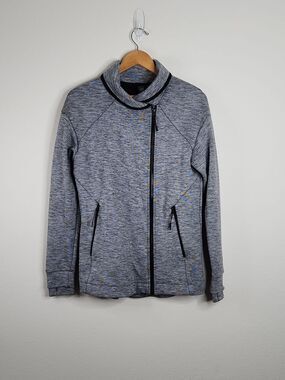 Champion Heather Gray Zip-Up Jacket with Funnel Collar Size M Athletic Sporty